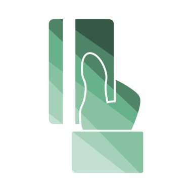 El Tutma Kredi Kartı Simgesi. Düz Renkli Merdiven Tasarımı. Vektör İllüstrasyonu.