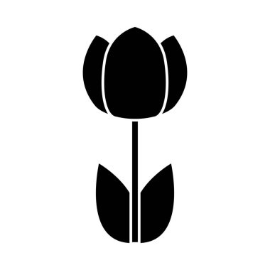 Bahar Çiçeği Simgesi. Siyah Şablon Tasarımı. Vektör İllüstrasyonu.