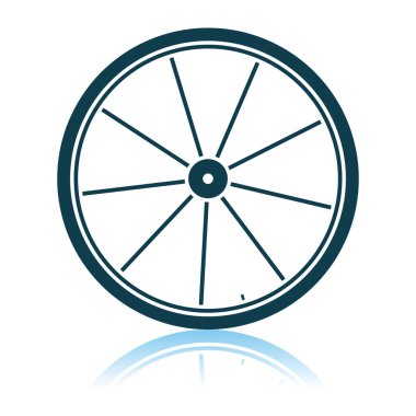 Bisiklet Tekerleği Simgesi. Gölge Yansıma Tasarımı. Vektör İllüstrasyonu.