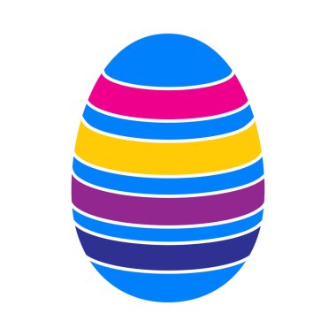 Süslü Paskalya Yumurtası. Düz Renk Tasarımı. Vektör İllüstrasyonu.