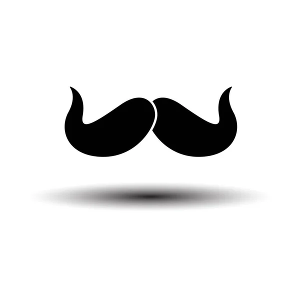 Poirot Mustache Icon Black White Background Shadow Vector Illustration — Stock Vector