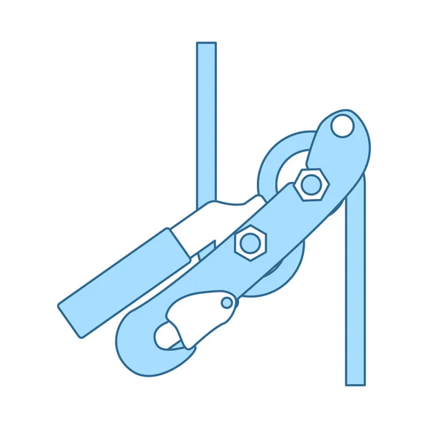アルピニストロープアセンダーアイコン 青い塗りつぶしデザインの細い線 ベクターイラスト — ストックベクタ