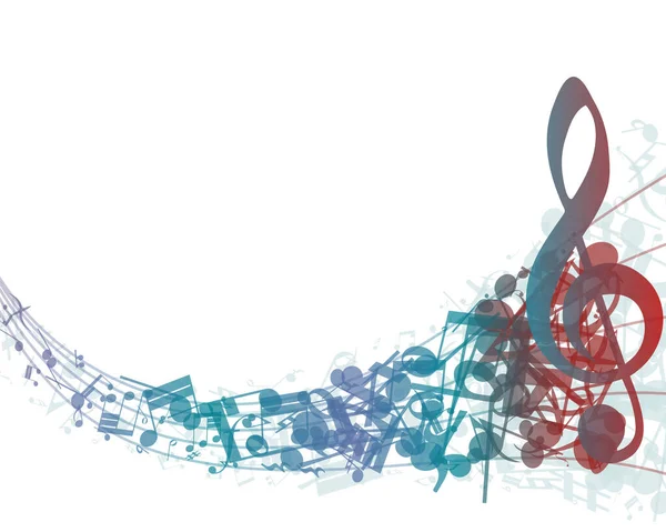 Многоцветные Музыкальные Ноты Сотрудников Фон Векторная Иллюстрация Прозрачностью Eps10 — стоковый вектор