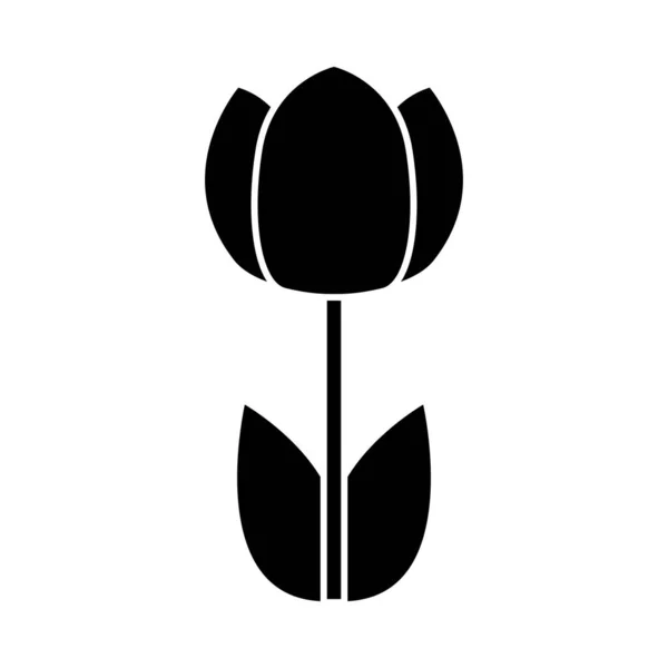 Frühlingsblumen Ikone Schwarzes Schablonendesign Vektorillustration — Stockvektor