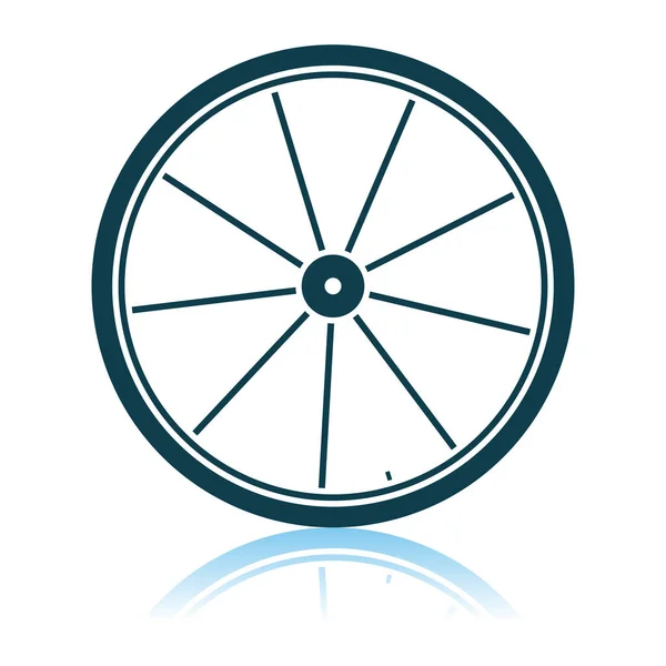 Bisiklet Tekerleği Simgesi Gölge Yansıma Tasarımı Vektör Llüstrasyonu — Stok Vektör