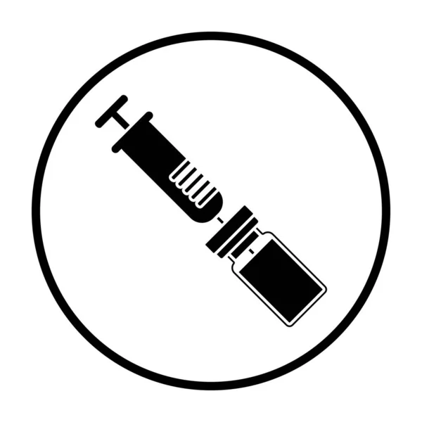 Ikonen För Covid Vaccine Tunn Circle Stencil Design Vektor Illustration — Stock vektor