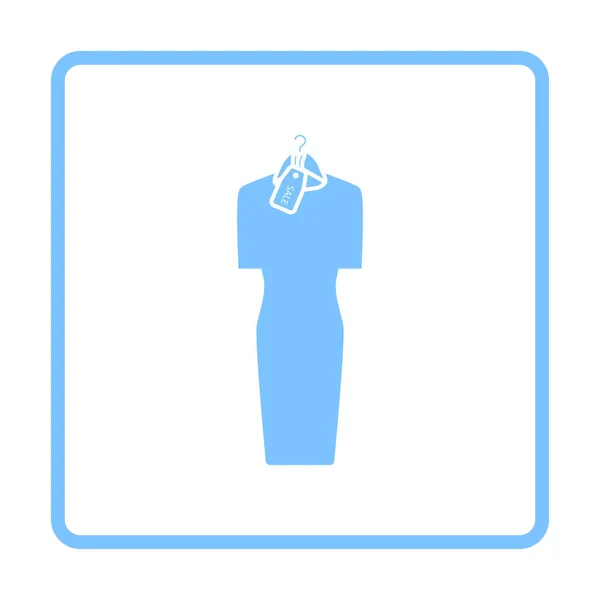 Robe Sur Cintre Avec Étiquette Vente Icône Design Cadre Bleu — Image vectorielle