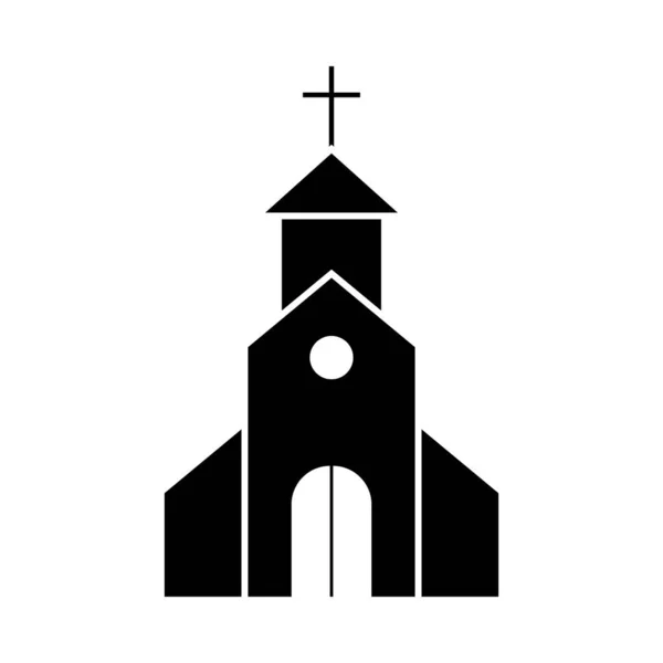 Kerk Ikoon Zwart Potlood Ontwerp Vector Illustratie — Stockvector