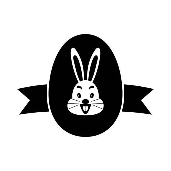 Húsvéti Tojás Ribbon Iconnal Fekete Stencil Design Vektorillusztráció — Stock Vector