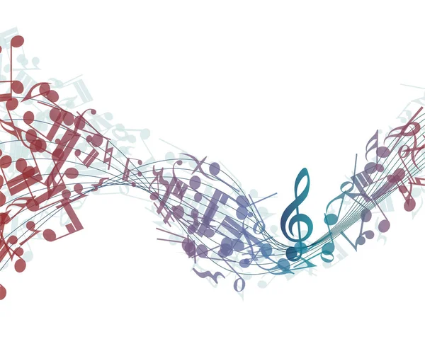 Notas Musicais Multicoloridas Fundo Equipe Ilustração Vetorial Com Transparência Eps10 — Vetor de Stock