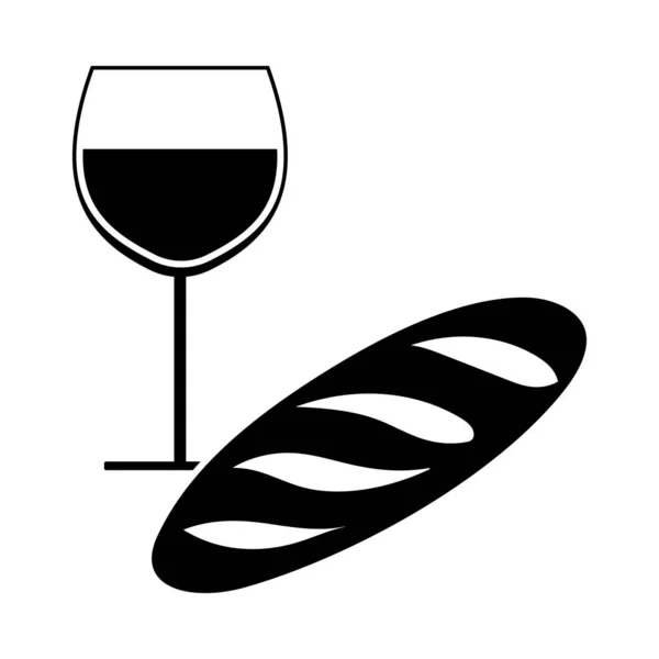 イースターワインとパンのアイコン ブラックステンシルデザイン ベクターイラスト — ストックベクタ