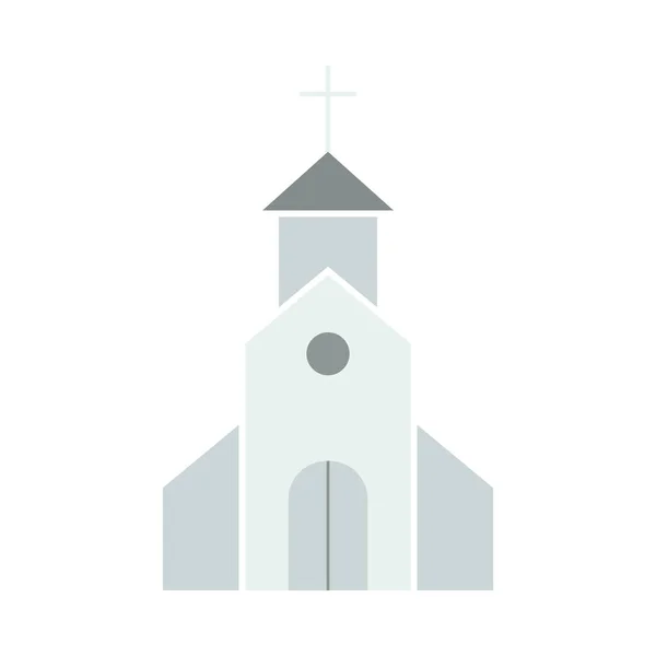 Kerk Ikoon Vlakke Kleur Ontwerp Vector Illustratie — Stockvector