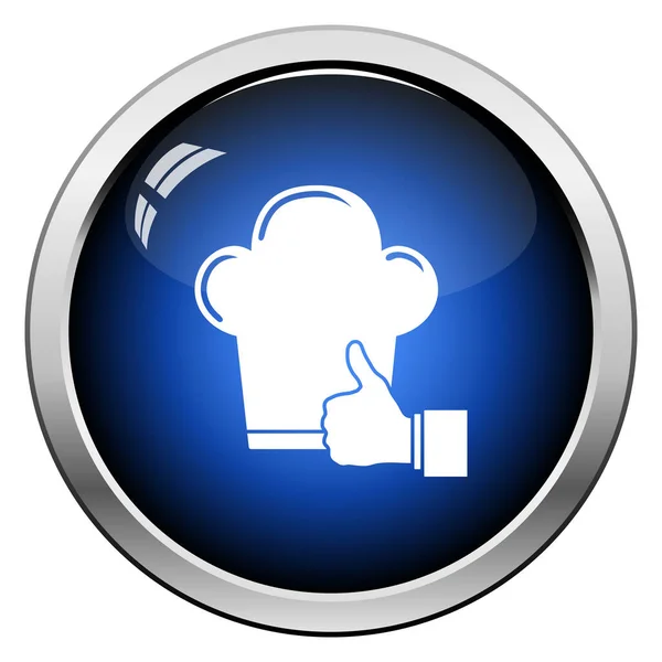 Polegar Até Chef Icon Design Botão Brilhante Ilustração Vetorial — Vetor de Stock