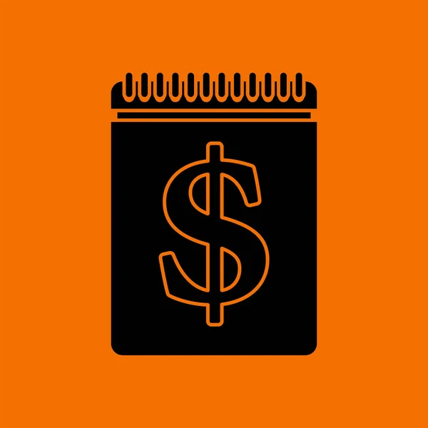 Dollar Calendar Icon Black Orange Background Vector Illustration — Stock Vector