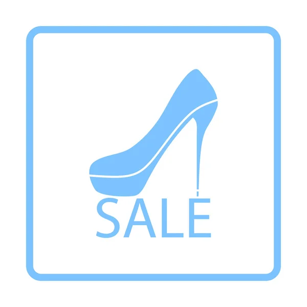 High Heel Shoe Sale Sign Icon Blue Frame Design Vector — Stock Vector