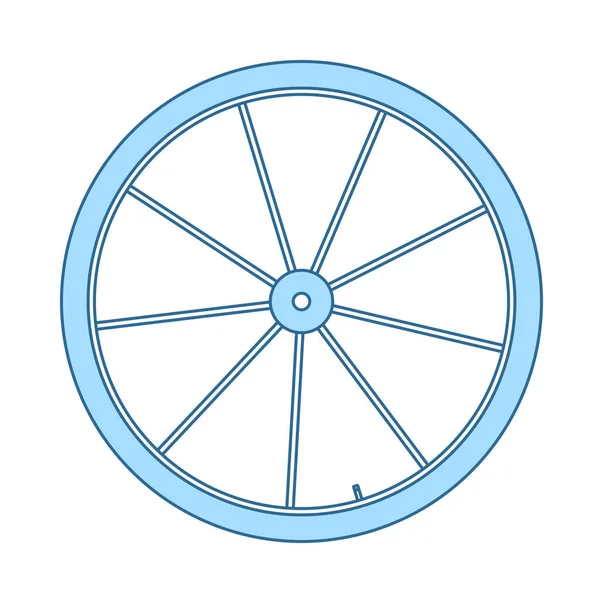 Bisiklet Tekerleği Simgesi Mavi Dolgu Tasarımı Ile Ince Çizgi Vektör — Stok Vektör