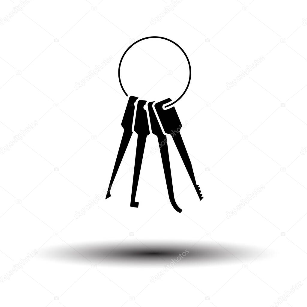 Lockpick Icon. Black on White Background With Shadow. Vector Illustration.