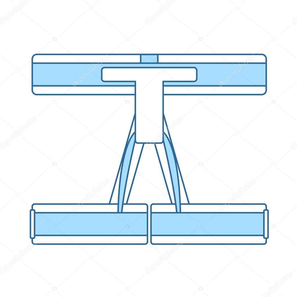 Alpinist Belay Belt Icon. Thin Line With Blue Fill Design. Vector Illustration.