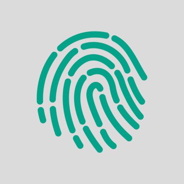 Parmak izi Simgesi. Gri Arkaplan 'da yeşil. Vektör İllüstrasyonu.