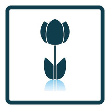 Bahar Çiçeği Simgesi. Kare Gölge Yansıma Tasarımı. Vektör İllüstrasyonu.