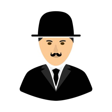 Dedektif Icon. Düz Renk Tasarımı. Vektör İllüstrasyonu.