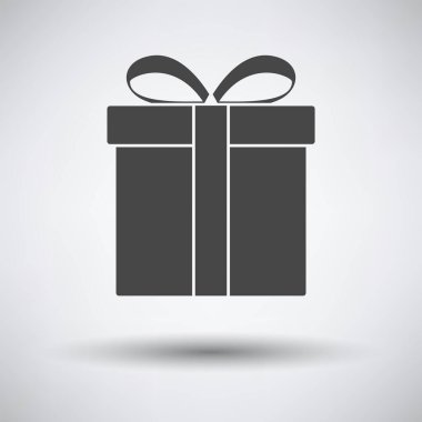 Hediye Kutusu Simgesi. Koyu Gri Arkaplan ve Yuvarlak Gölge. Vektör İllüstrasyonu.