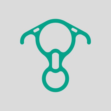 Dağcı Descender Simgesi. Gri Arkaplan 'da yeşil. Vektör İllüstrasyonu.