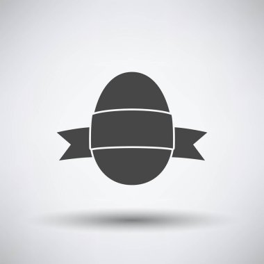 Kurdele ikonlu Paskalya Yumurtası. Koyu Gri Arkaplan ve Yuvarlak Gölge. Vektör İllüstrasyonu.