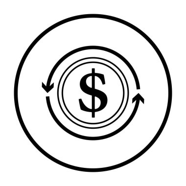 Para İkonası. İnce Çember Şablon Tasarımı. Vektör İllüstrasyonu.