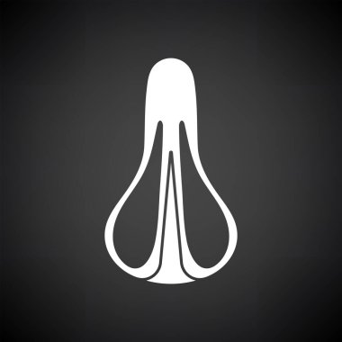 Bisiklet Koltuğu Simgesi Üst Görünümü. Siyah Arkaplan 'da beyaz. Vektör İllüstrasyonu.