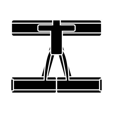 Dağcı Yedekleme Kemeri Simgesi. Siyah Şablon Tasarımı. Vektör İllüstrasyonu.