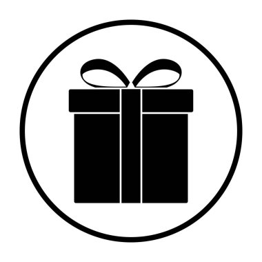 Hediye Kutusu Simgesi. İnce Çember Şablon Tasarımı. Vektör İllüstrasyonu.