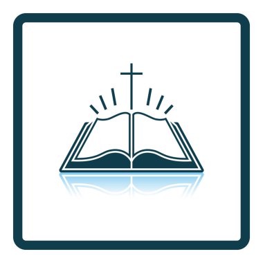 Kutsal İncil ikonu. Kare Gölge Yansıma Tasarımı. Vektör İllüstrasyonu.