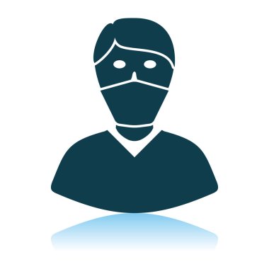 Tıbbi yüz maskesi simgesi. Gölge Yansıma Tasarımı. Vektör İllüstrasyonu.