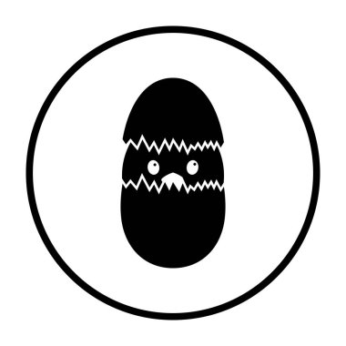 Yumurta ikonunda Paskalya Tavuğu. İnce Çember Şablon Tasarımı. Vektör İllüstrasyonu.