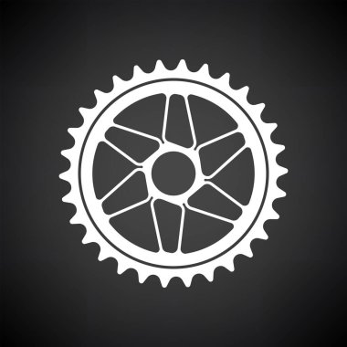 Bisiklet Gear Yıldızı Simgesi. Siyah Arkaplan 'da beyaz. Vektör İllüstrasyonu.