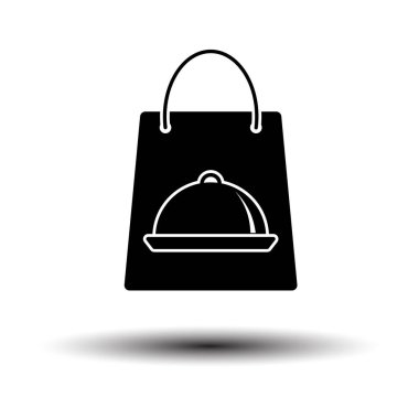 Cloche Simgeli Kağıt Torba. Gölge ile Beyaz Arkaplanda Siyah. Vektör İllüstrasyonu.