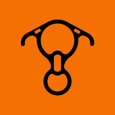 Dağcı Descender Simgesi. Turuncu Arkaplan 'da siyah. Vektör İllüstrasyonu.