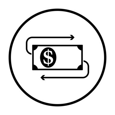 Banknota Para İkonası. İnce Çember Şablon Tasarımı. Vektör İllüstrasyonu.