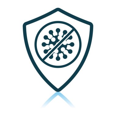 Coronavirus Simgesinden kalkan. Gölge Yansıma Tasarımı. Vektör İllüstrasyonu.