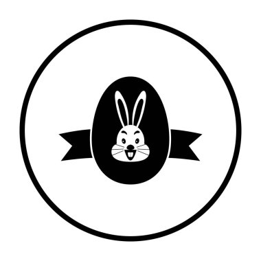 Kurdele ikonlu Paskalya Yumurtası. İnce Çember Şablon Tasarımı. Vektör İllüstrasyonu.