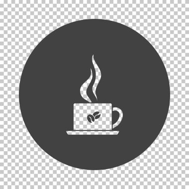 Kahve fincanı ikonu tüttürüyorum. Şeffaflık Ağı 'nda Kalıp Tasarımı' nı çıkar. Vektör İllüstrasyonu.