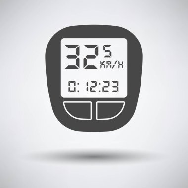 Bisiklet Bilgisayar Simgesi. Koyu Gri Arkaplan ve Yuvarlak Gölge. Vektör İllüstrasyonu.