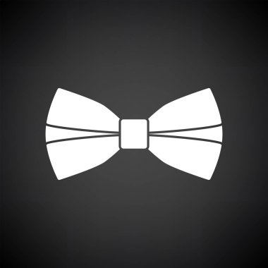 İş Kelebeği Kravat Simgesi. Siyah Arkaplan 'da beyaz. Vektör İllüstrasyonu.