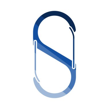 Dağcı çift taraflı Carabine Simgesi. Düz Renkli Merdiven Tasarımı. Vektör İllüstrasyonu.