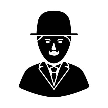 Dedektif Icon. Siyah Şablon Tasarımı. Vektör İllüstrasyonu.