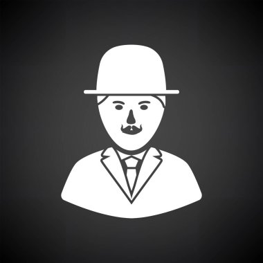 Dedektif Icon. Siyah Arkaplan 'da beyaz. Vektör İllüstrasyonu.