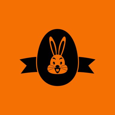 Kurdele ikonlu Paskalya Yumurtası. Turuncu Arkaplan 'da siyah. Vektör İllüstrasyonu.