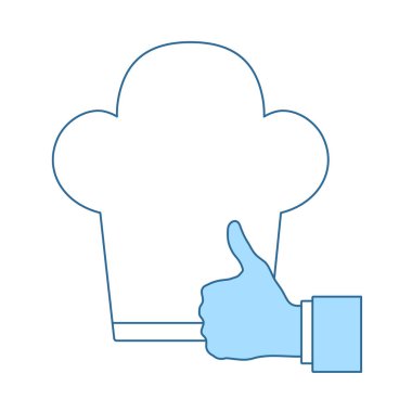 Şef Simge 'ye başparmak. Mavi Dolgu Tasarımı ile ince çizgi. Vektör İllüstrasyonu.