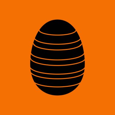 Süslü Paskalya Yumurtası. Turuncu Arkaplan 'da siyah. Vektör İllüstrasyonu.